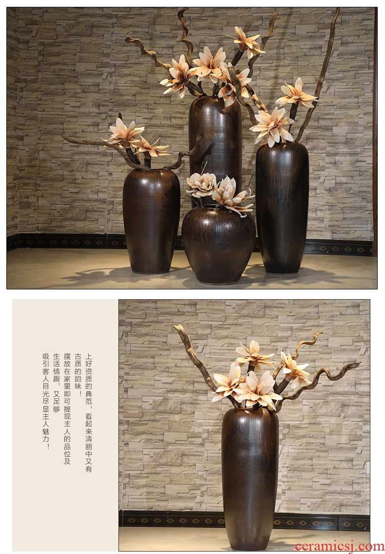 Modern new Chinese style of large vases, jingdezhen ceramics hand - made dried flowers, flower arrangement, the sitting room TV ark, furnishing articles - 555872000456