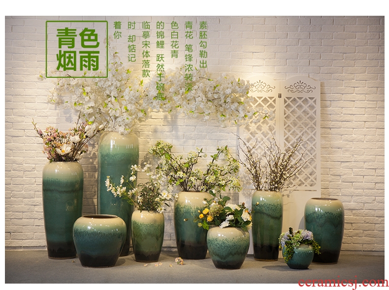 Ceramic vase big sitting room place flower arranging Ceramic floor dry flower hotel villa simple decoration fashion red - 552375207532