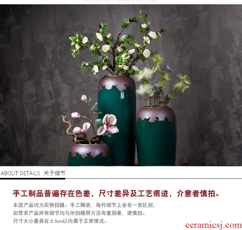 Jingdezhen ceramics China red sitting room of large vase flower arrangement home decoration of Chinese style hotel opening furnishing articles - 564472443913