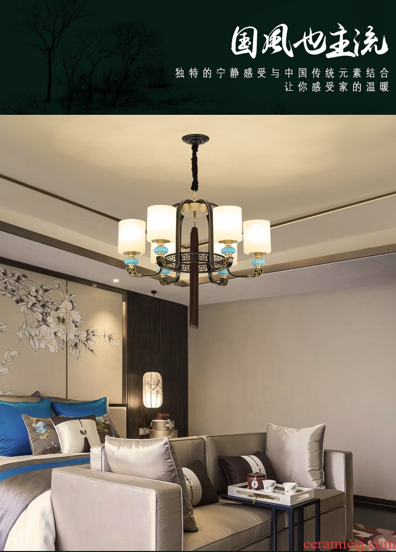 New Chinese style droplight sitting room lamp modern Chinese wind of archaize ceramic creative move after classical droplight restaurant lamps and lanterns