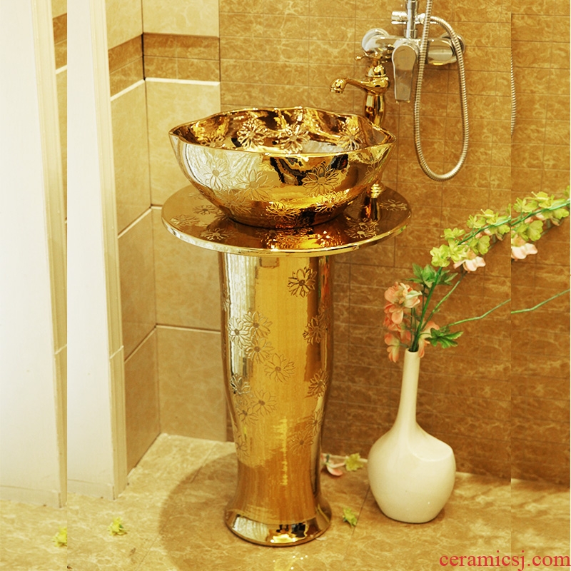Koh larn, qi column basin sink lavatory pillar type ceramic floor bathroom sink LZ1147