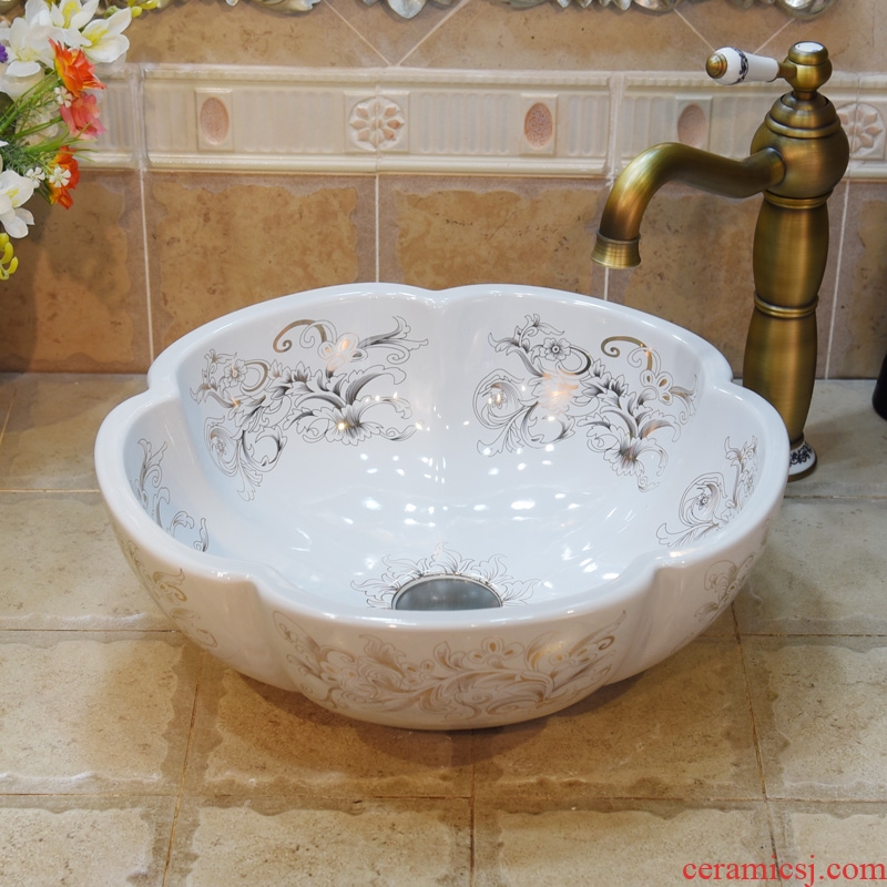 Jingdezhen ceramic art basin torx white silver PND unit tail - on lavabo stage basin basin sinks