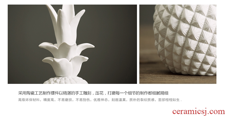 【 for 】 pineapple furnishing articles matte white ceramic soft adornment ornament adornment of contemporary and contracted sitting room wine