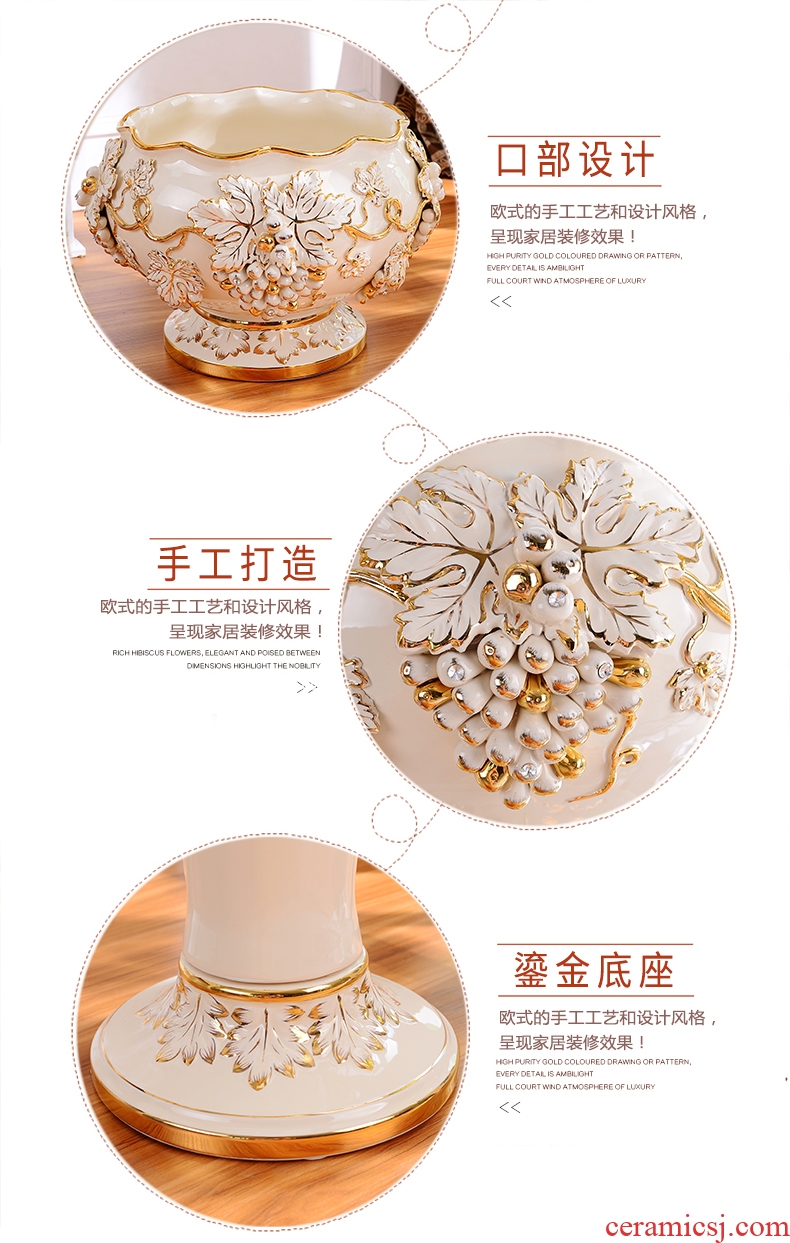 Jingdezhen ceramic vase furnishing articles home decoration contracted Europe type plug-in dried flowers large sitting room ground vase decoration - 560969146823