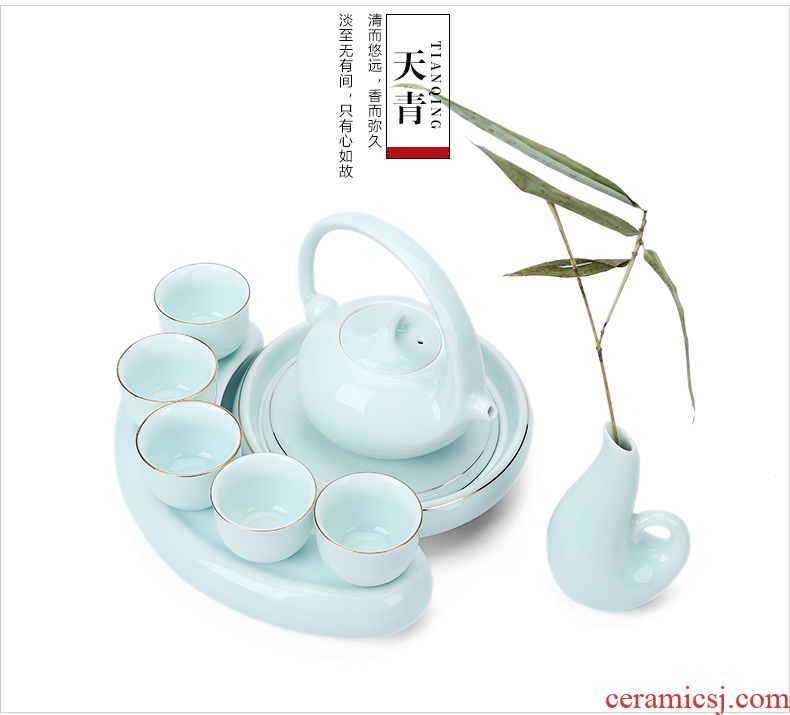 Friends are celadon ceramic dry tea tea sets tea tray was contracted a portable travel kung fu tea set the happiness