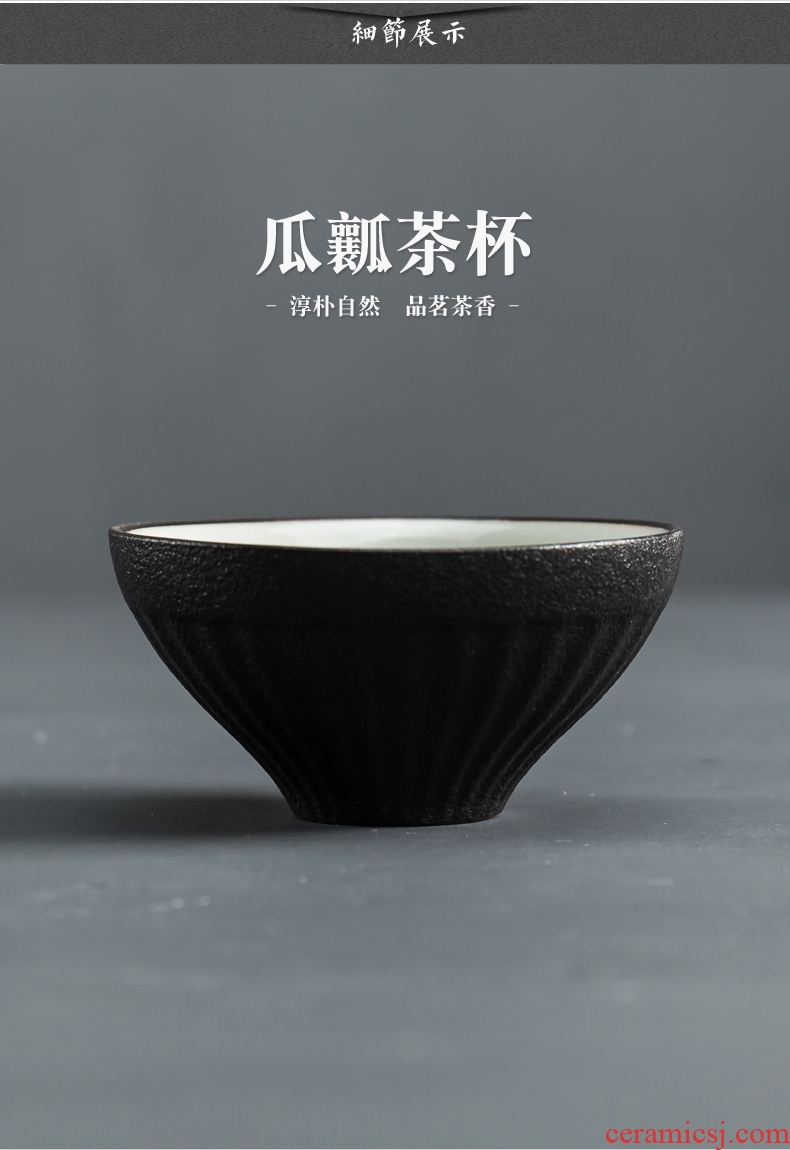 Passes on technique the black pottery up zen ceramic cups kung fu tea set sample tea cup single CPU personal tea cup, Japanese hammer cup