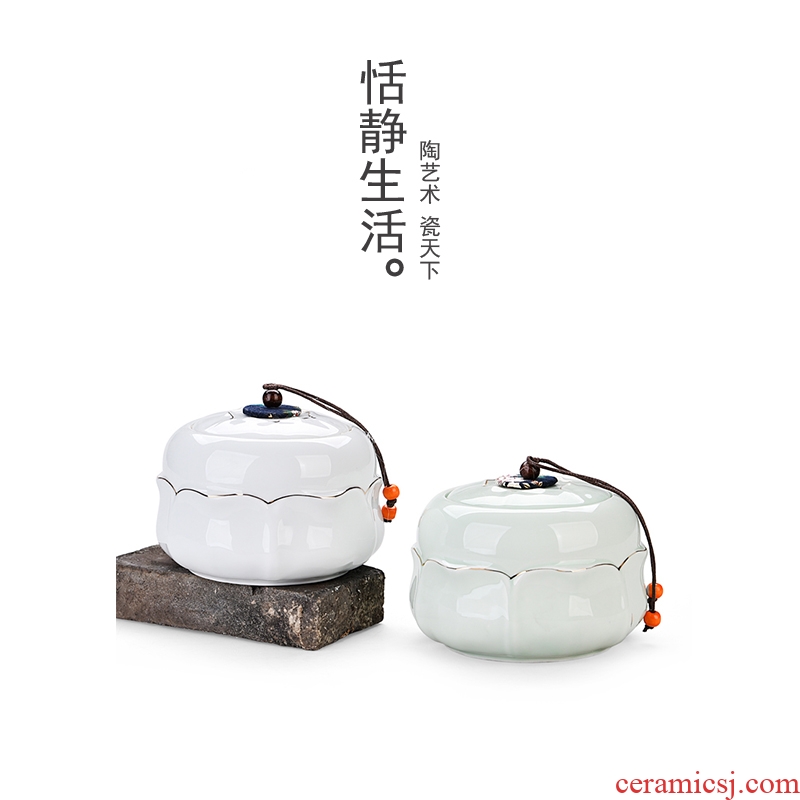 Quiet life ceramic tea caddy seal storage tank black tea green tea, porcelain tea packaging gift box