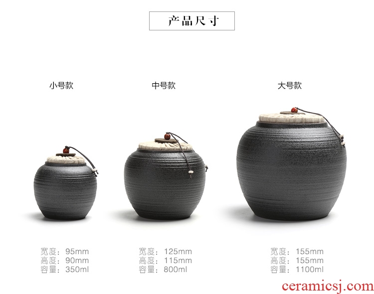 Black pottery quiet life zen tea canister coarse pottery large firewood seal pot small ceramic wake pu 'er tea