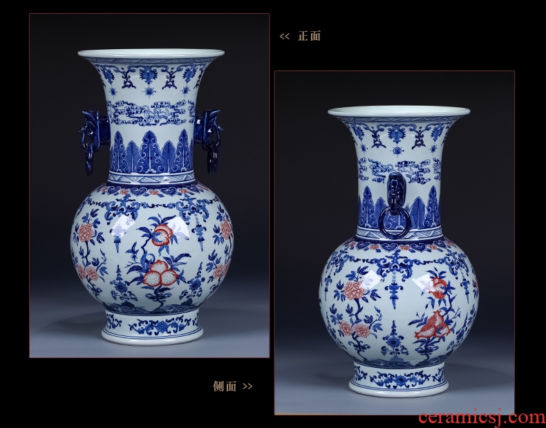 Jingdezhen ceramics of large vase furnishing articles furnishing articles flower arranging device youligong red wine sitting room adornment household - 538065724594