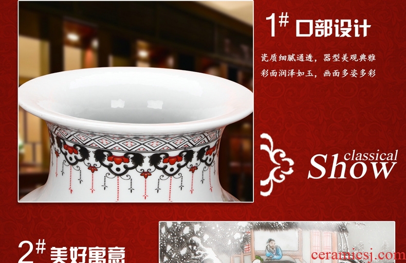 Jingdezhen ceramics hand - made large blue and white porcelain vase home sitting room study handicraft furnishing articles ornaments - 43900280063