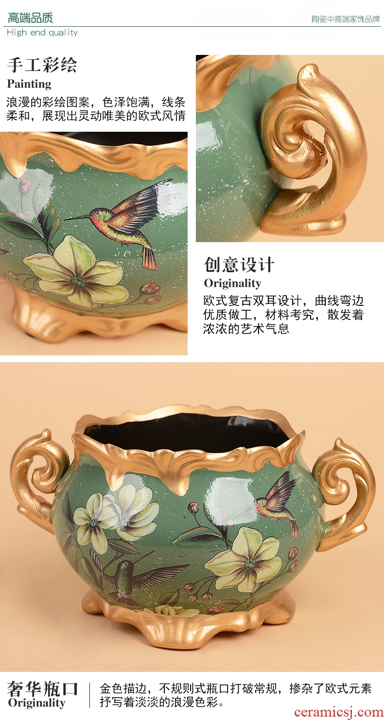 Jingdezhen ceramics archaize sitting room place flower arrangement craft landing big blue and white porcelain vase vase decoration - 559416139984