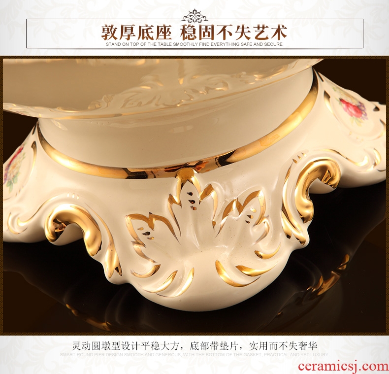 Vatican Sally 's European compote 2018 new key-2 luxury large ceramic fruit bowl sitting room adornment furnishing articles wedding gift