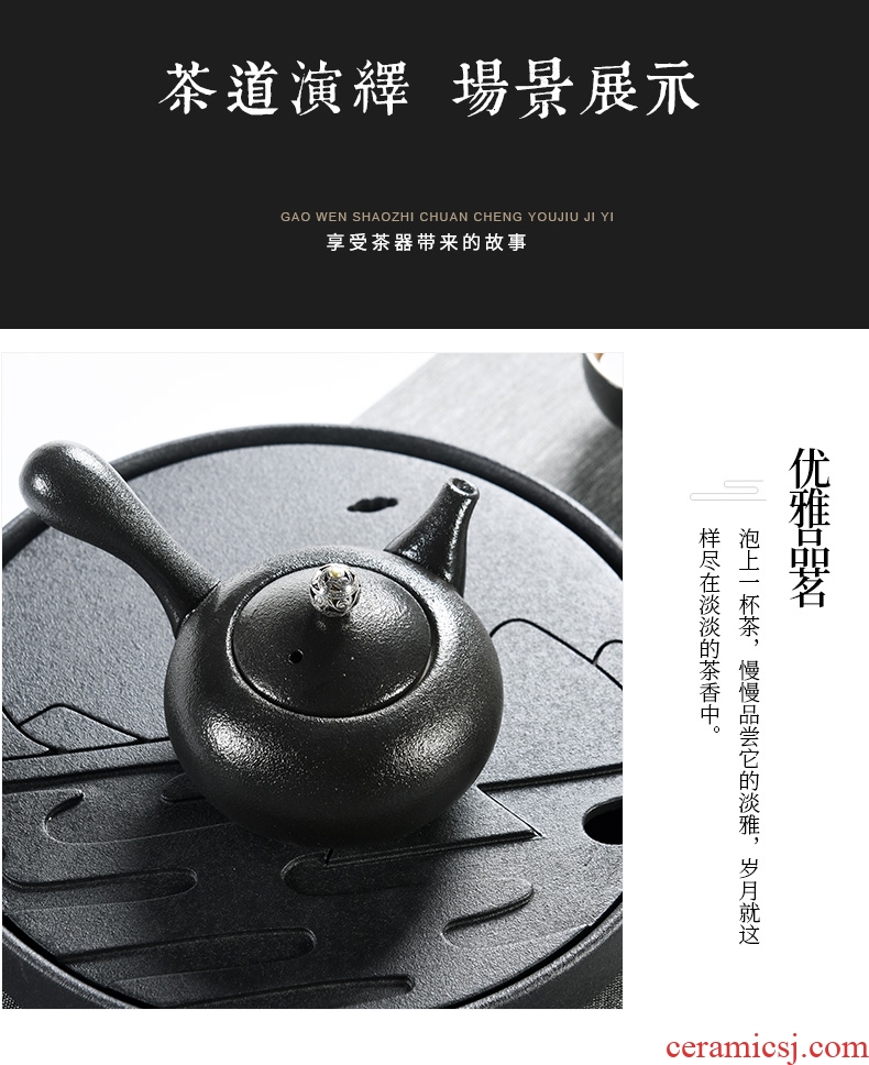 Household porcelain god kung fu tea set light key-2 luxury office ceramic teapot dry tea cups of black plate of tea tea