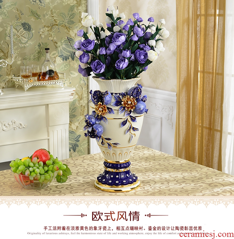European vase furnishing articles large sitting room dry flower arranging flowers simulation ceramics vase household adornment restaurant creative move - 556840154158