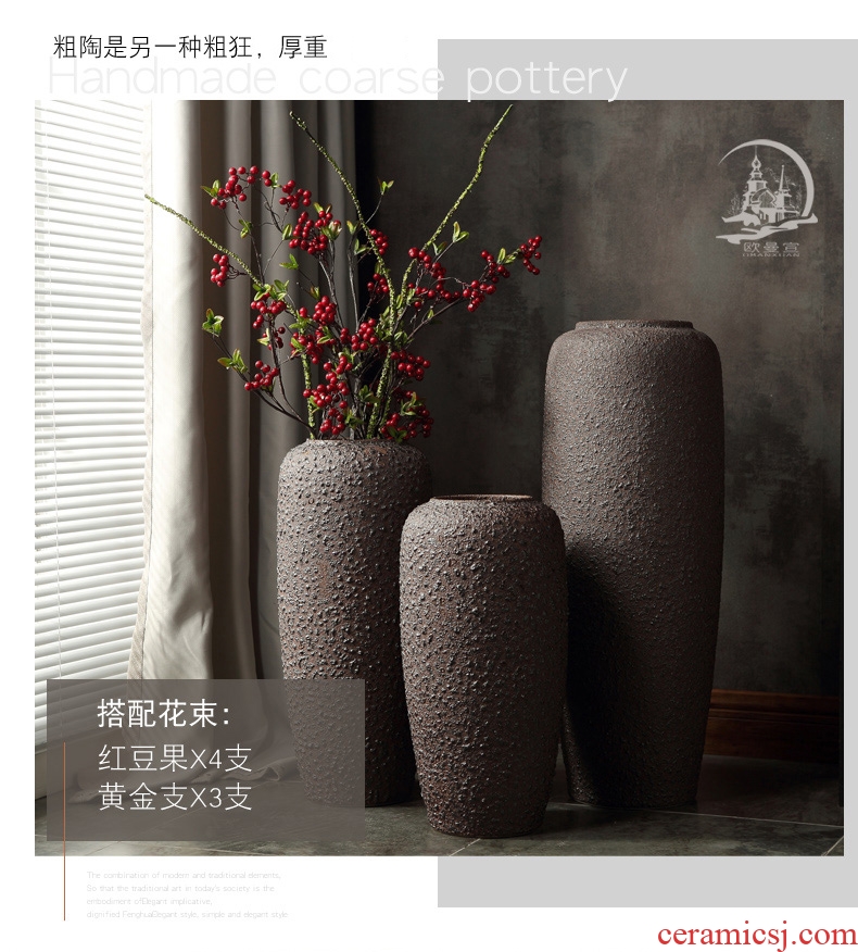 Jingdezhen ceramic floor coarse pottery large vases, I and contracted sitting room TV cabinet dry flower arranging furnishing articles retro POTS - 568592908060