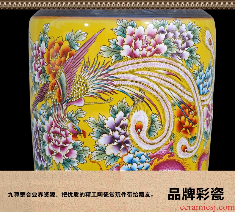 Jingdezhen ceramics imitation the qing qianlong yellow scramble for household adornment see live big flower vase sitting room place - 537513453211