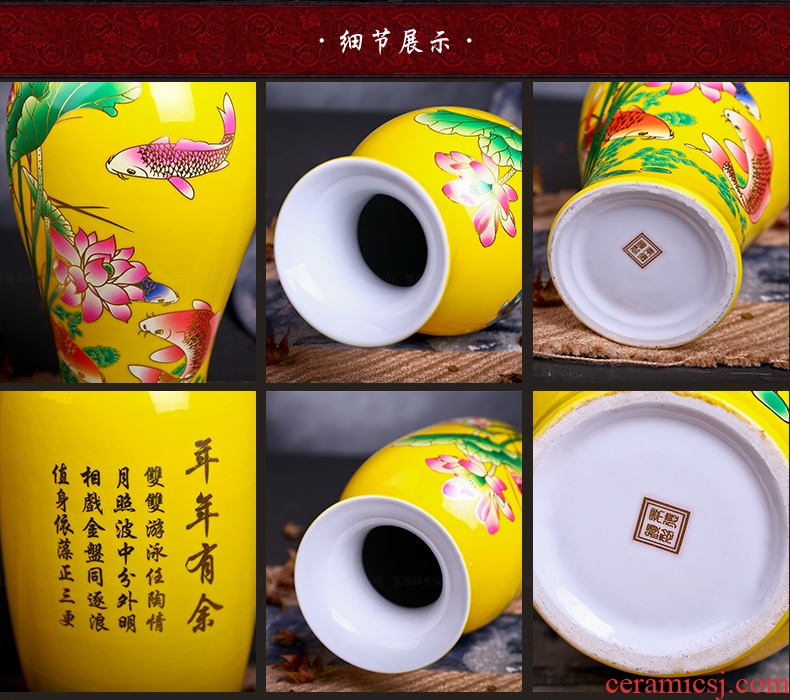 Chinese red Jin Fu porcelain of jingdezhen ceramic vase of large festive wedding sitting room big furnishing articles 1.2 2 m - 524033897606