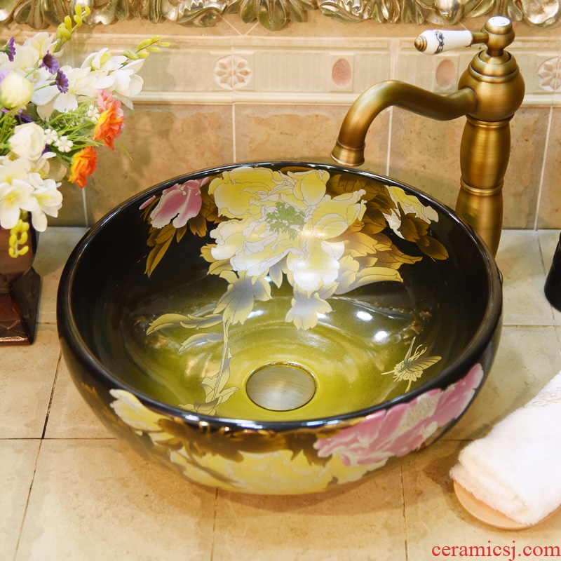 Jingdezhen ceramic lavatory basin basin art on the sink basin yellow of cordate telosma birdbath