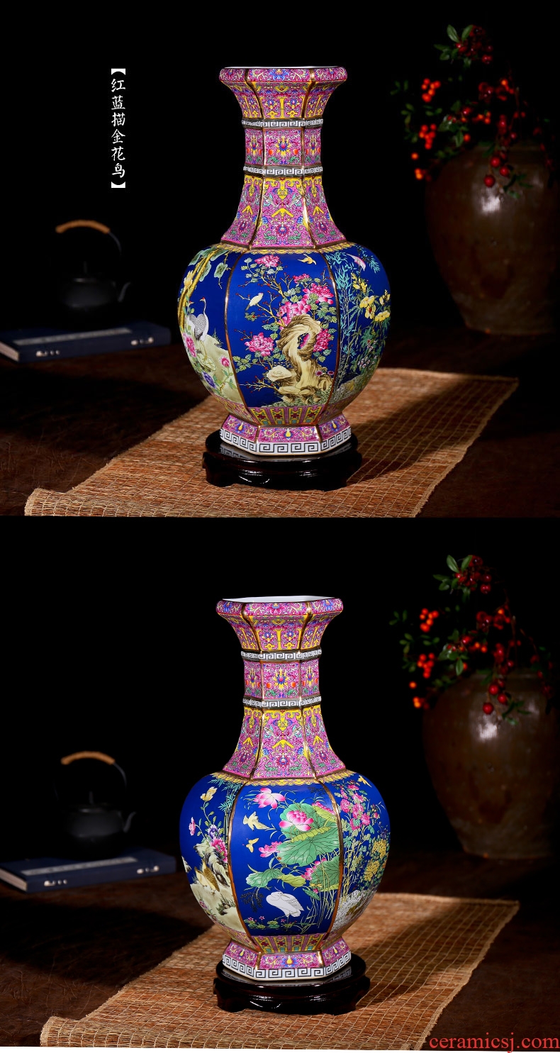 Sitting room ground vase large paint Chinese jingdezhen ceramics creative decorative furnishing articles craft vase - 525137061142
