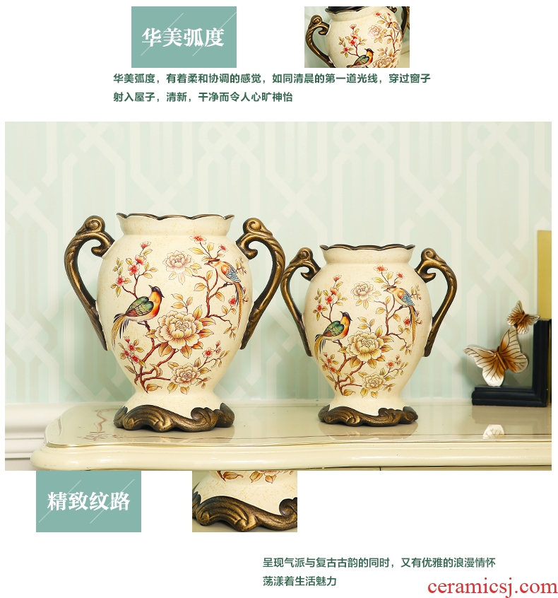 Jingdezhen ceramics vase Chinese penjing flower arranging large three - piece wine cabinet decoration plate household decoration - 569096215078