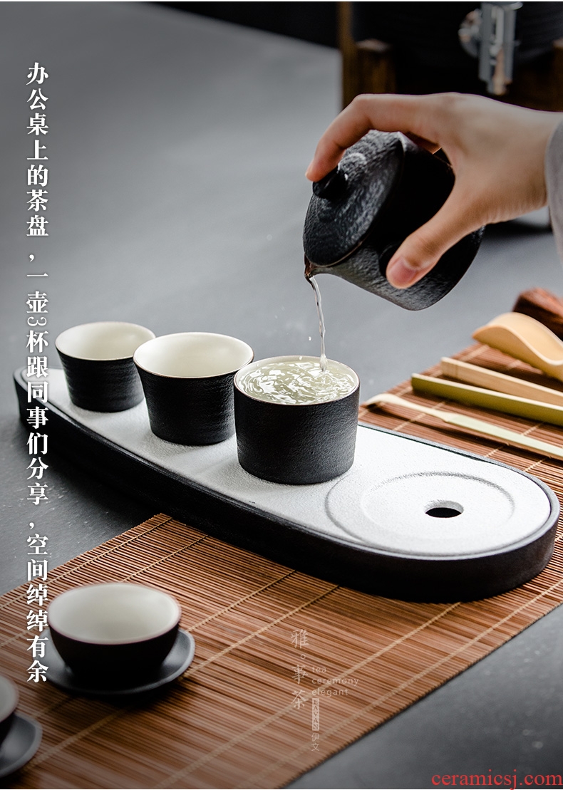 A seam coarse pottery tea tray ceramic water dry small plate of creative tea tray tea tea tea pot adopt socket