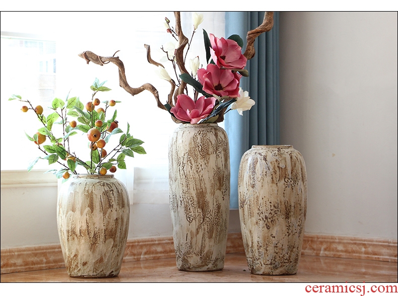 Modern Chinese style example room pottery vases, indoor and is suing water red ceramic cylinder of large ceramic vase vase - 555764553592
