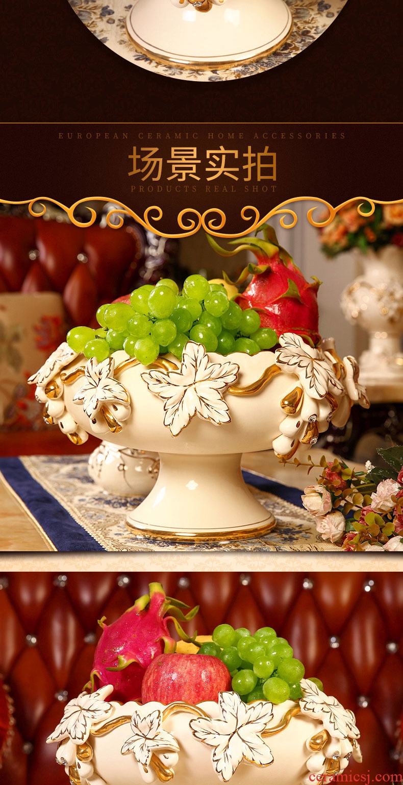 Ou compote sitting room key-2 luxury large household fruit bowl bowl wedding place high creative ceramic compote tea table