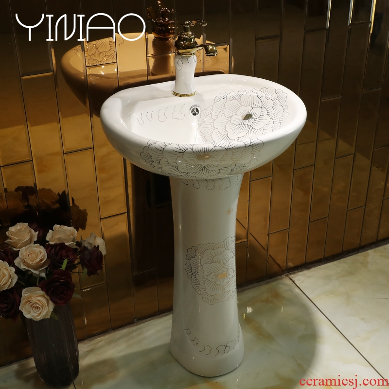 Ceramic basin floor type lavatory the post one small basin of pillar type balcony sink toilet lavabo