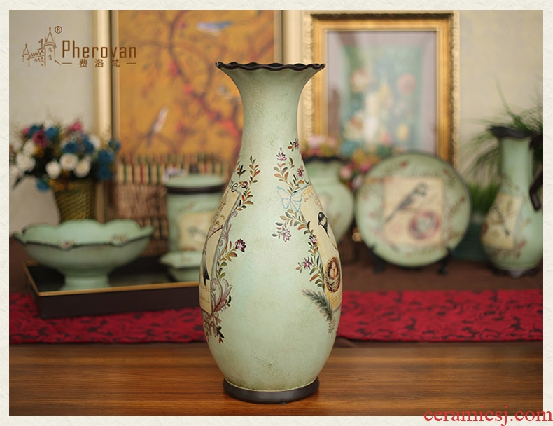 Jingdezhen ceramic hand - made porcelain landing big vase Chinese I sitting room place hotel housewarming gifts - 527891836948
