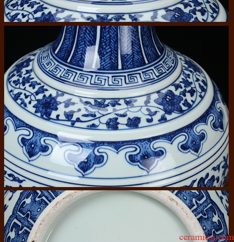 Jingdezhen ceramics classic hand - made color crack glaze pomegranate flowers of blue and white porcelain vase Chinese penjing - 546635934262