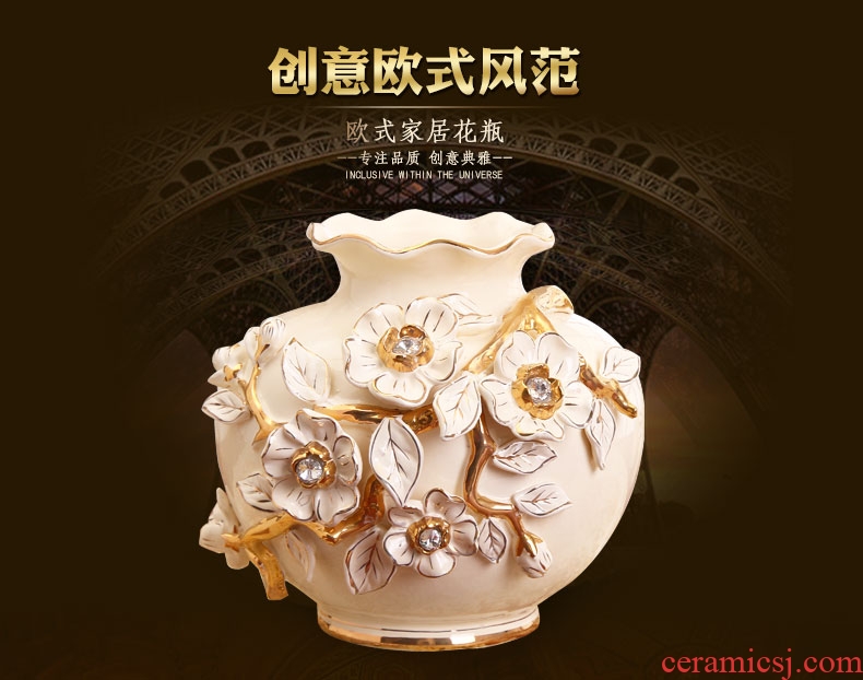 Household vase of new Chinese style restoring ancient ways ceramic creative living room decoration flower arranging containers dry flower is placed big desktop - 45459401813
