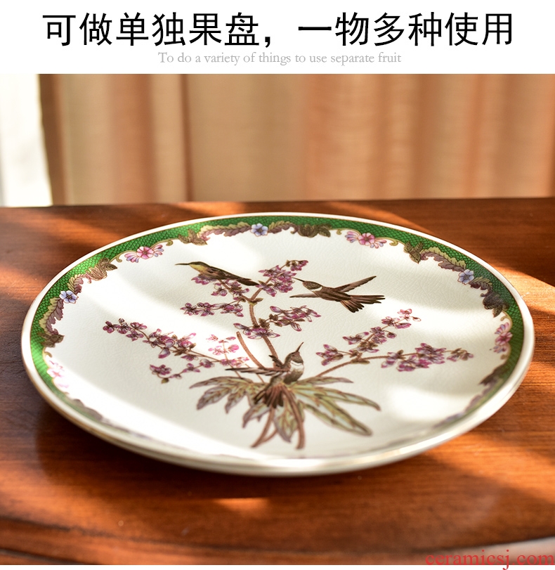 Double murphy American country of new Chinese style ceramic bowl sitting room tea table, wrought iron 'lads' Mags' including nuts, snack plate of home furnishing articles