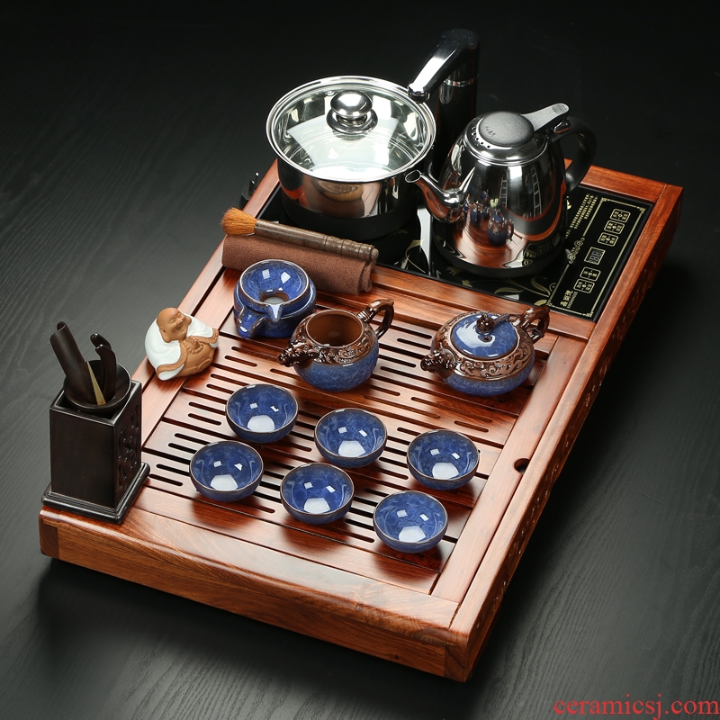 Friend is violet arenaceous kung fu tea tea set home ceramic teapot teacup electric magnetic furnace spend pear wood tea tray