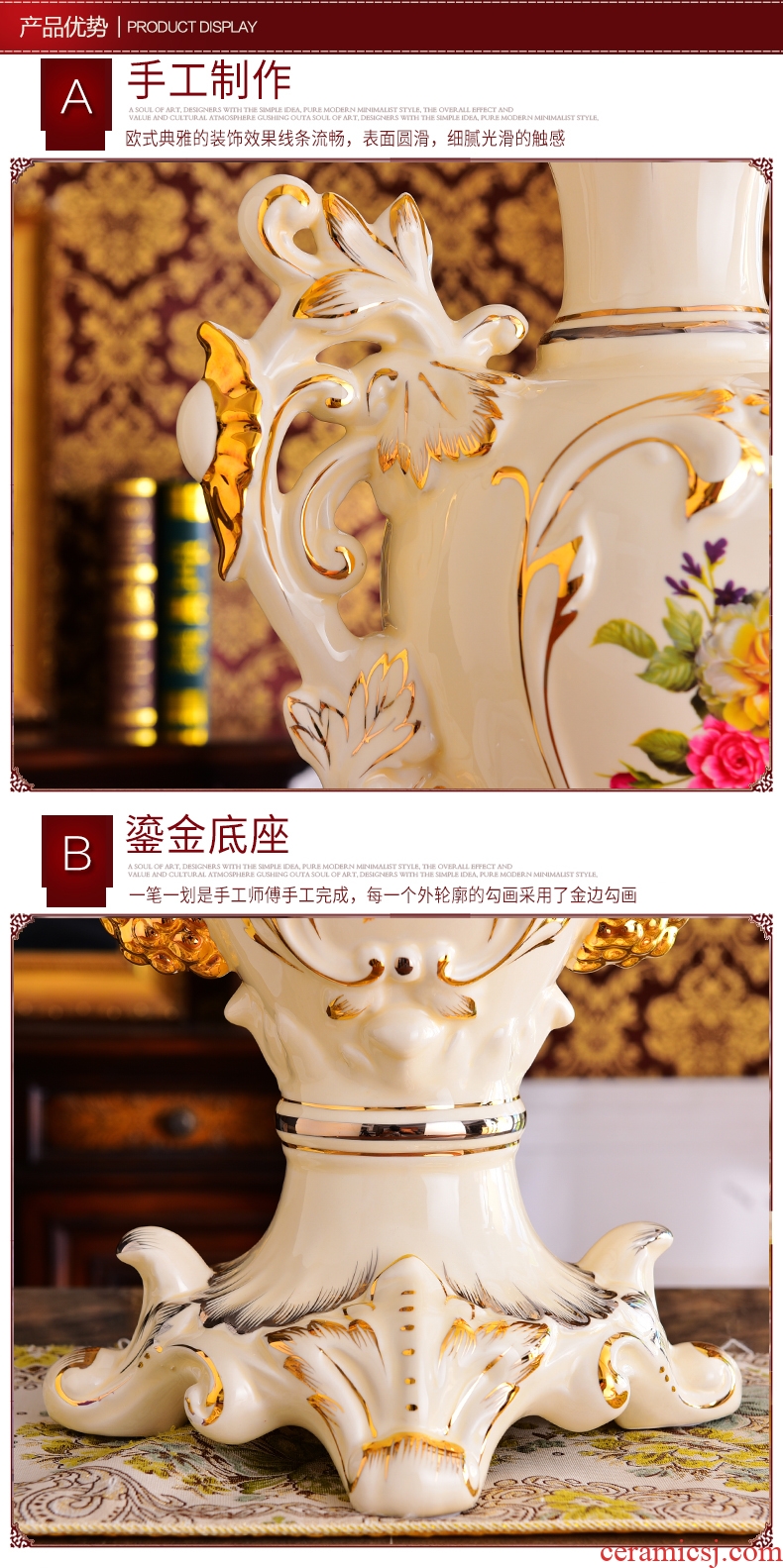 Jingdezhen ceramics of large vases, flower arranging furnishing articles European wine TV ark, sitting room adornment ornament - 569265921916