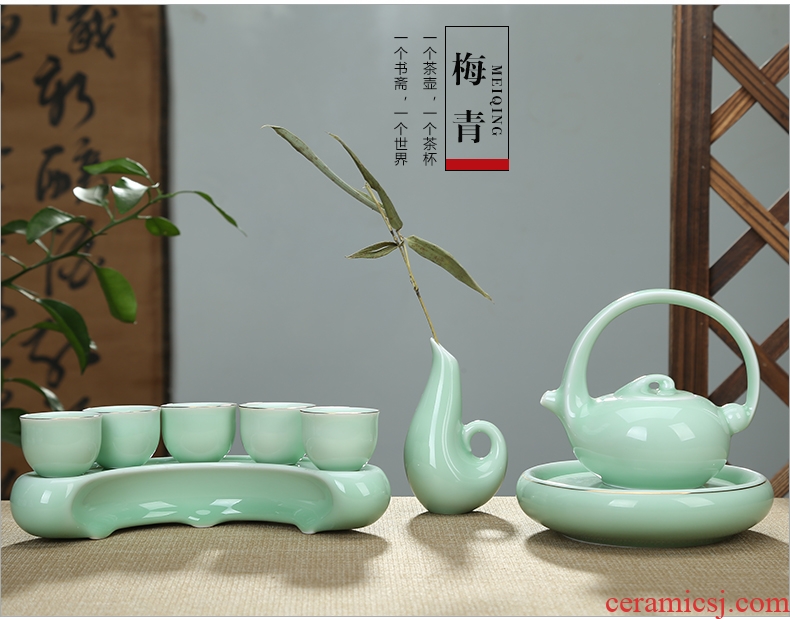 Friends are celadon ceramic dry tea tea sets tea tray was contracted a portable travel kung fu tea set the happiness