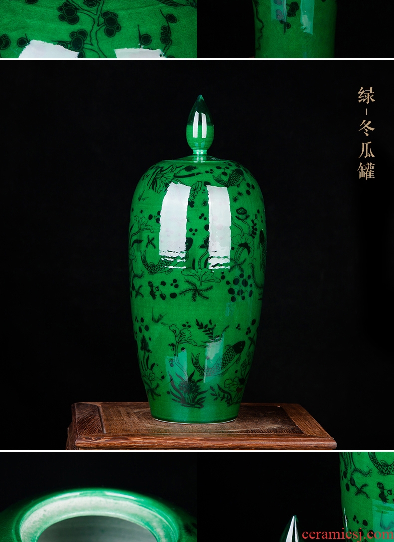 Jingdezhen light key-2 luxury of new Chinese style ceramic furnishing articles sitting room big vase flower arranging European - style decoration decoration landing - 542589418823