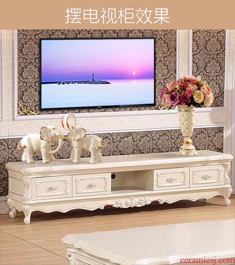 Jingdezhen ceramic vase landing, TV ark, yellow large dry flower arranging I and contracted sitting room adornment furnishing articles - 551120387800