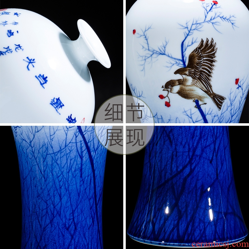 Jingdezhen ceramics hand - made Chinese blue and white porcelain vase furnishing articles of new Chinese style porch decoration large living room