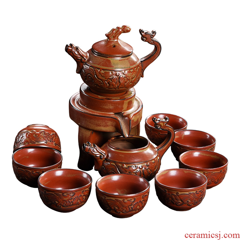 Famed ceramic contracted the teapot teacup household kung fu tea set of a complete set of ceramic tea semi - automatic lazy person