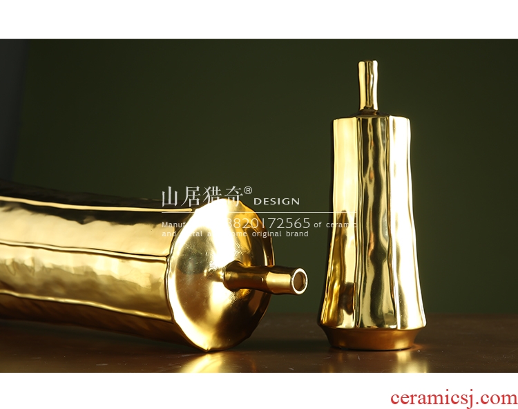 Jingdezhen ceramics beaming white vase vogue to live in high - grade gold straw handicraft furnishing articles - 569750214024