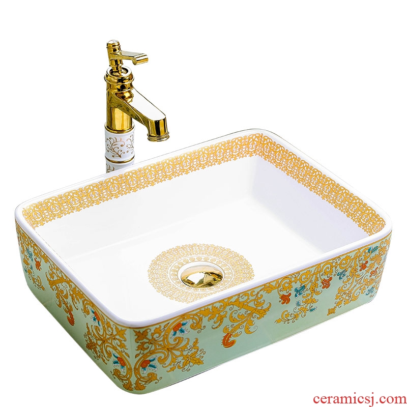 Quadrate pottery and porcelain basin stage basin home European art creative wei yu the pool that wash a face in the bathroom toilet basin that wash a face