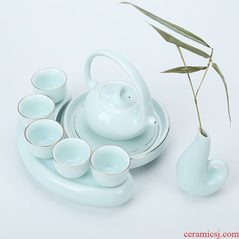 Friends are celadon ceramic dry tea tea sets tea tray was contracted a portable travel kung fu tea set the happiness