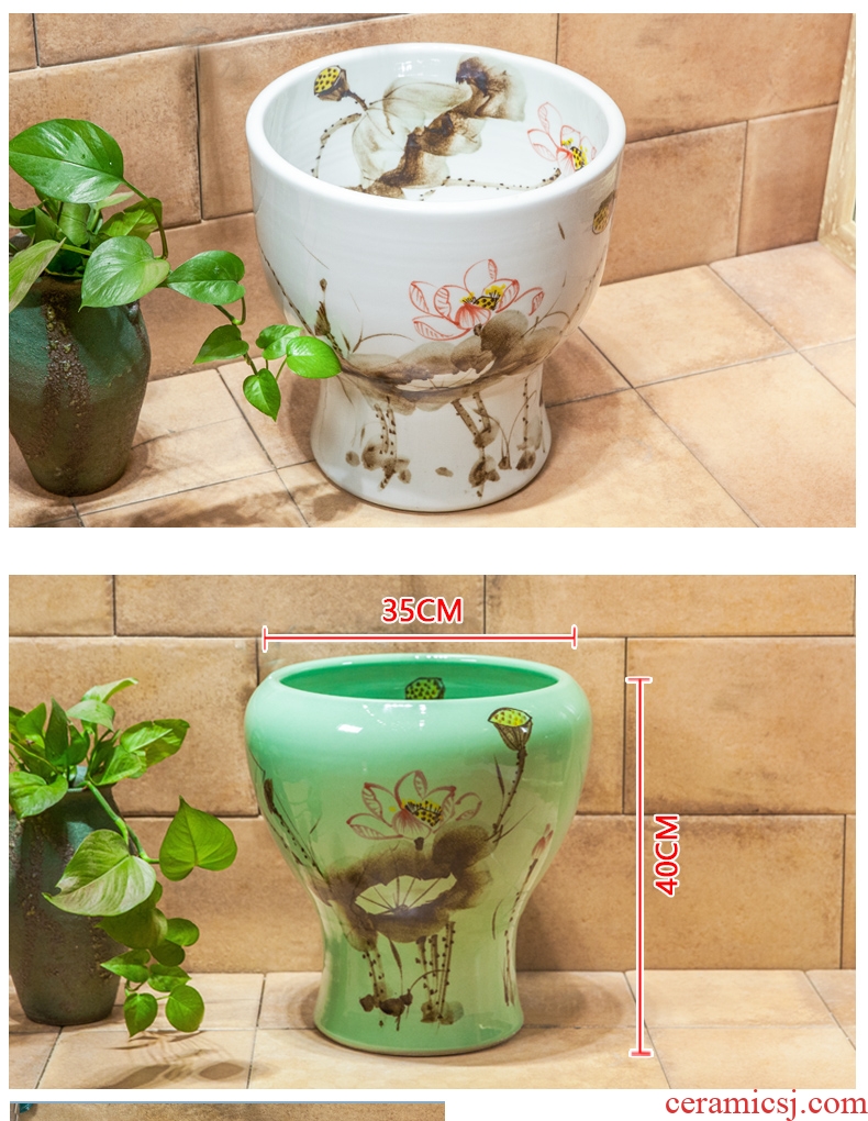 Jingdezhen ceramic art contracted household mop pool mop mop pool mop pool, green lotus basin of the balcony