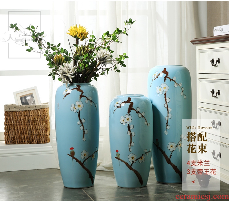 European furnishing articles vase household ceramic wine sitting room of large vase creative China large Roman column planter - 560410615172