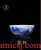 Jingdezhen ceramic fair hand-painted cup manual landscape and kung fu tea tea points sea of blue and white porcelain tea