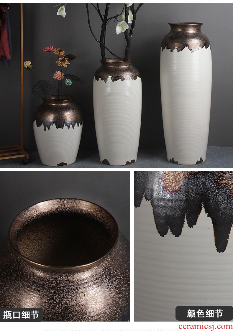 Jingdezhen ceramics archaize crack jun porcelain glaze white borneol big vase modern living room furniture decoration pieces - 556635956570