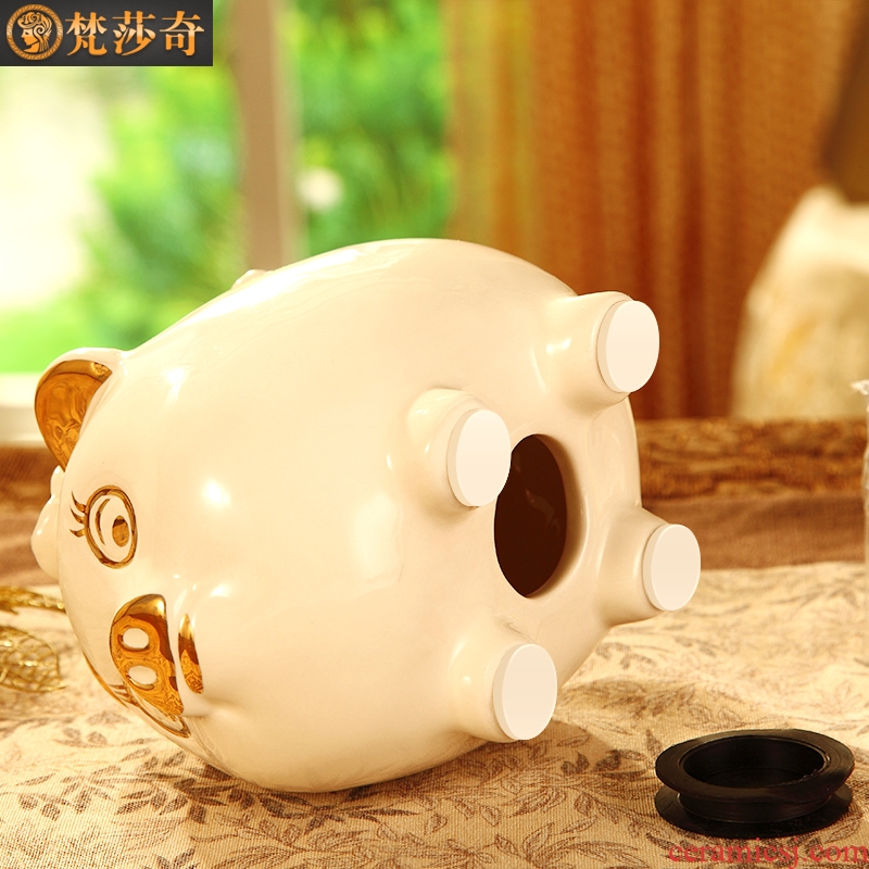 Vatican Sally 's European ceramics gold baby pig piggy bank furnishing articles birthday gift money - a box piggy bank