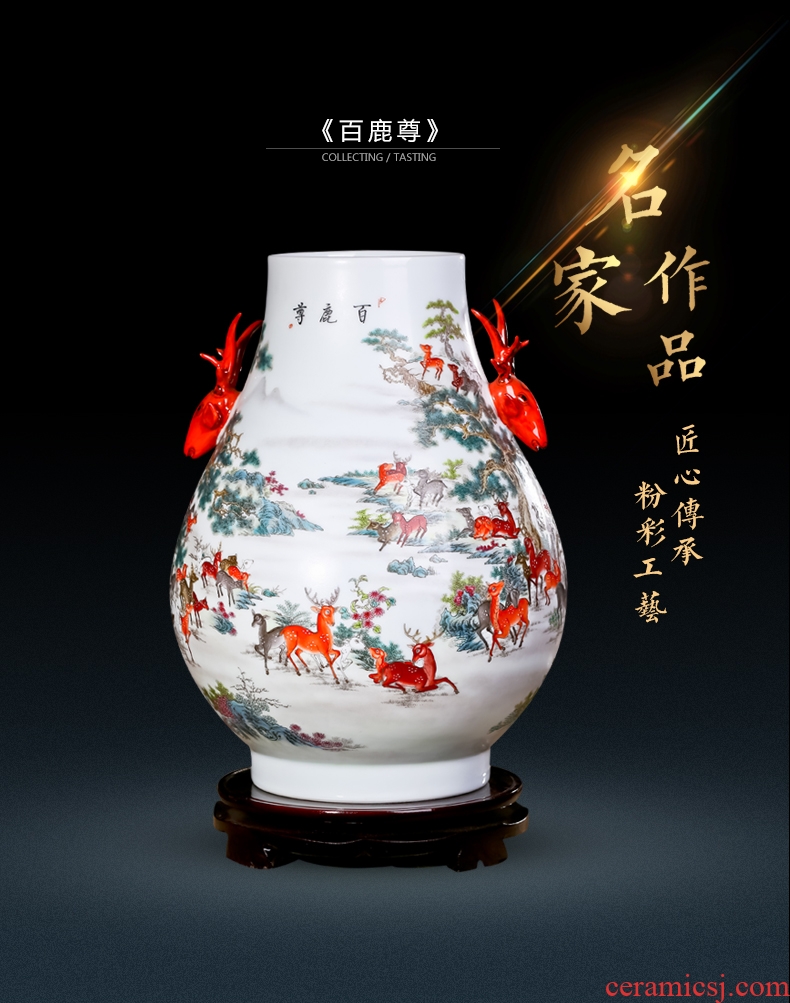 Jingdezhen ceramics hand - carved antique Chinese shadow blue glaze vase home furnishing articles large sitting room - 36154757716