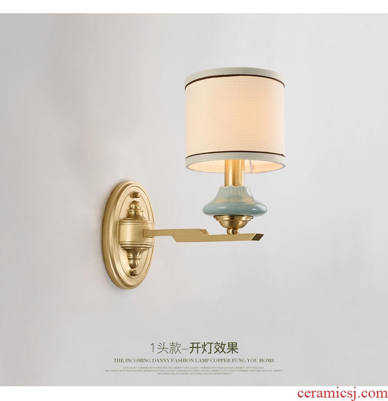 All copper ceramic wall lamp sitting room of I and contracted decorate corridor, corridor of lamps and lanterns of bedroom the head of a bed double wall lamp