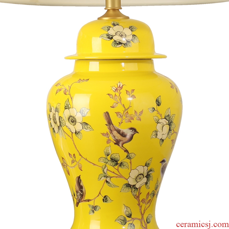 American atmospheric rural retro contracted sitting room bedroom berth lamp of jingdezhen hand-painted ceramic flower decoration